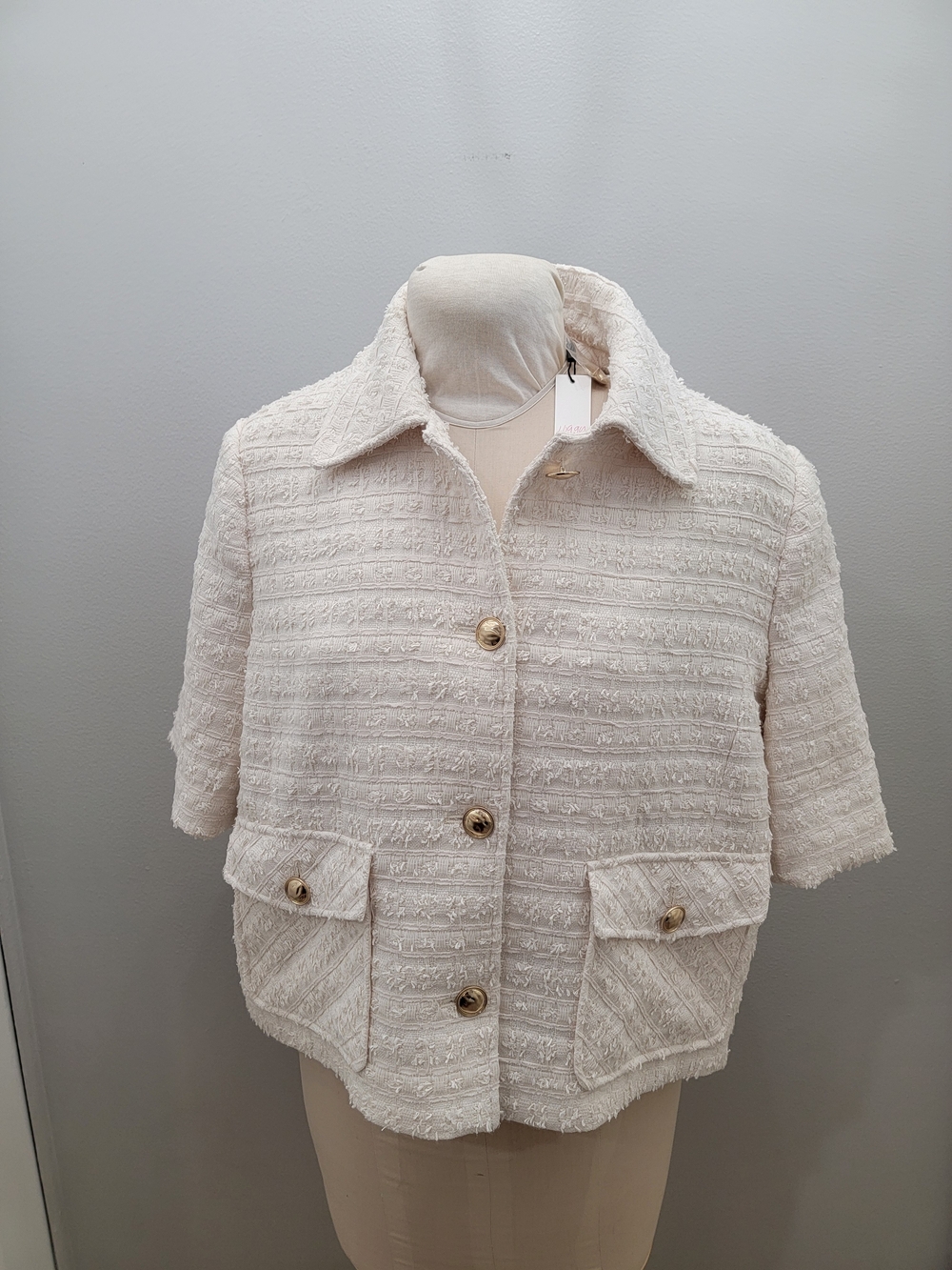 Chico's Ivory Short Textured Jacket